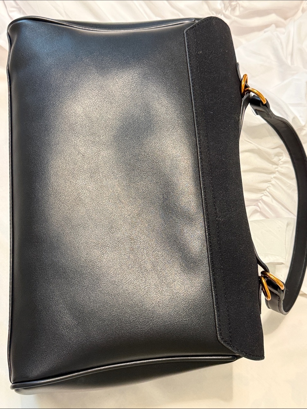 Vintage Black Satchel with Gold Turn-Lock - Picture 3 of 6